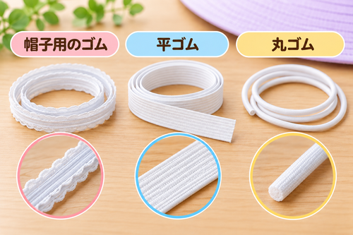 帽子用ゴム3種類の比較